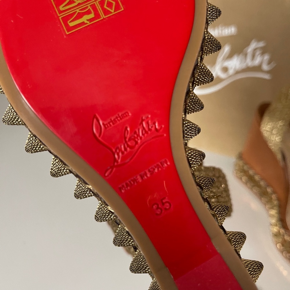 🔥🔥sold🔥🔥 Christian Louboutin Brown Cordorella Sandal Wedge - Picture 7 of 9